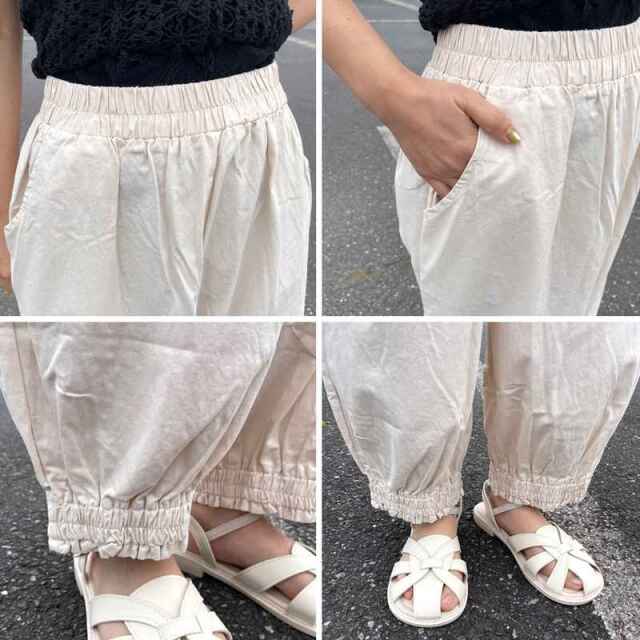 裾スモッキングパンツ