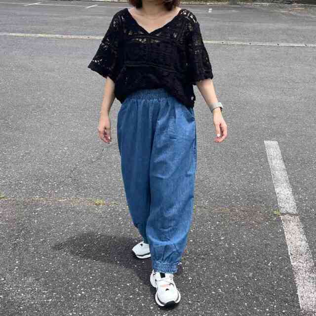 裾スモッキングパンツ