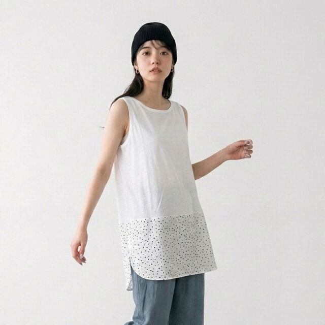 裾布帛タンクトップ