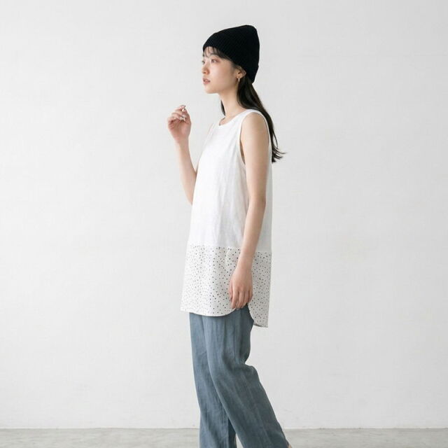 裾布帛タンクトップ