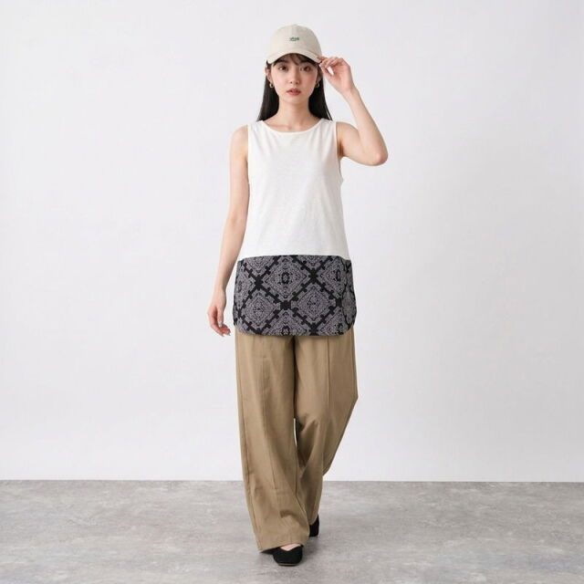 裾布帛タンクトップ