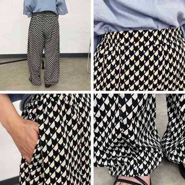 柄サイドタックパンツ