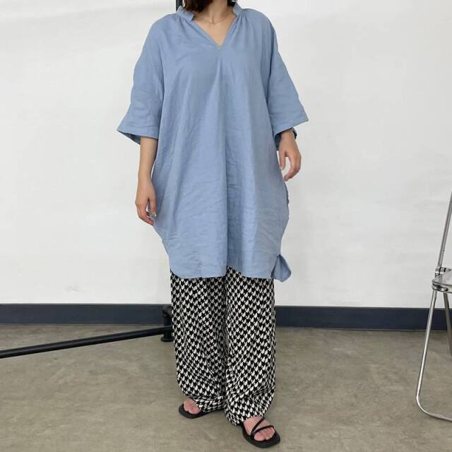 柄サイドタックパンツ
