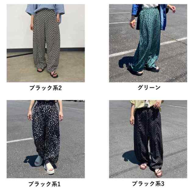 柄サイドタックパンツ