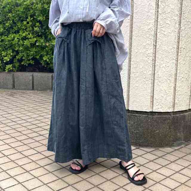薄ツイルデザインワイドパンツ