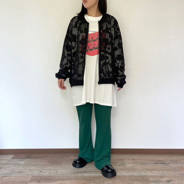美品　roughlow シアージャガード　ブルゾン roughlow シアージャガードブルゾンホワイト