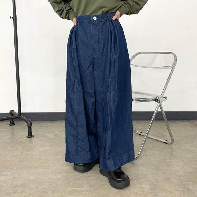 デニムセンターシームワイドパンツ