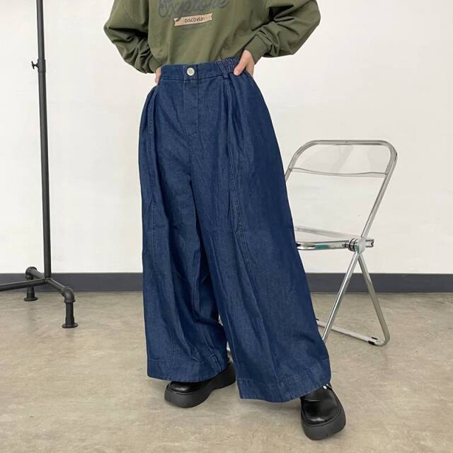 デニムセンターシームワイドパンツ