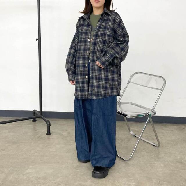 デニムセンターシームワイドパンツ