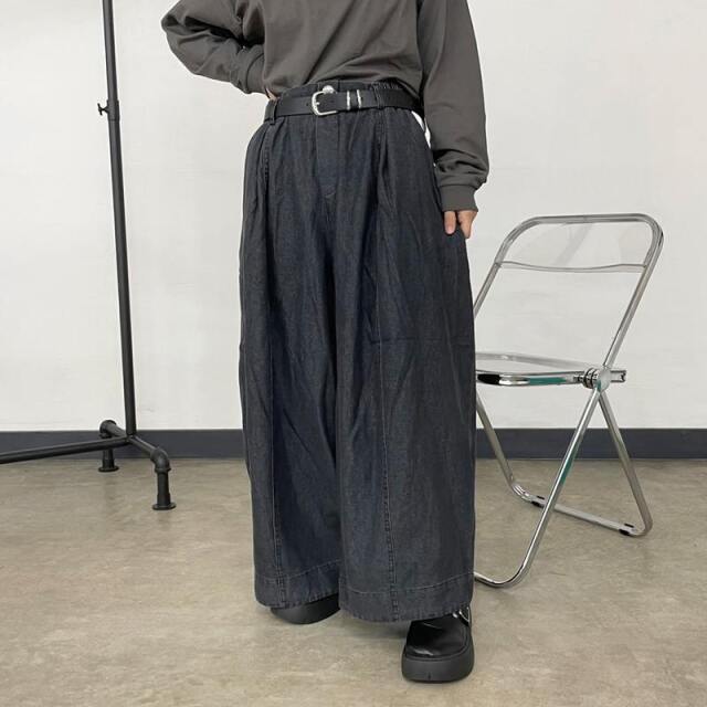 デニムセンターシームワイドパンツ