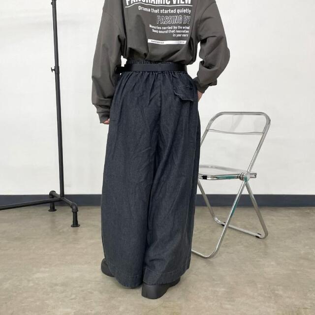 デニムセンターシームワイドパンツ