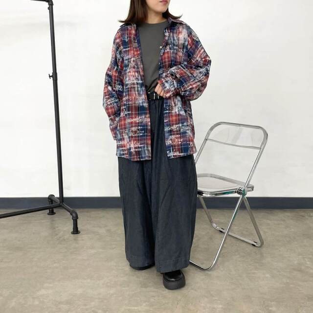 デニムセンターシームワイドパンツ