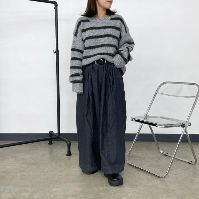 デニムセンターシームワイドパンツ