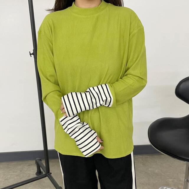 指ぬき袖切替ロンT