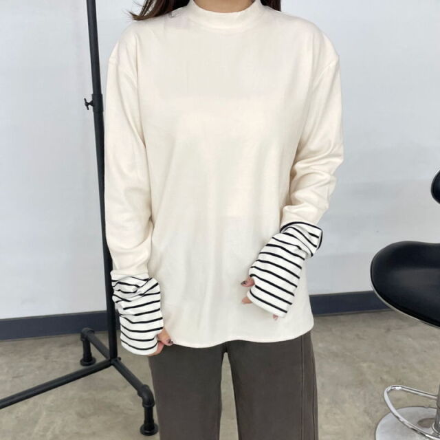 指ぬき袖切替ロンT