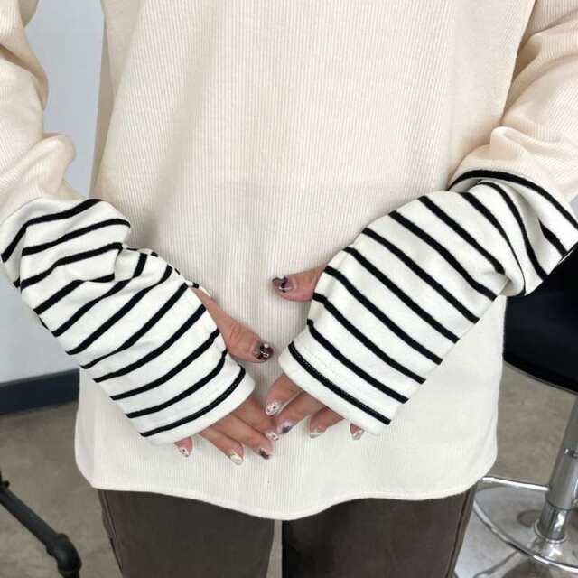 指ぬき袖切替ロンT