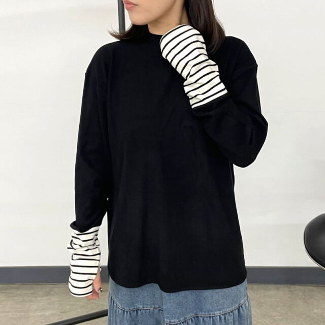 指ぬき袖切替ロンT