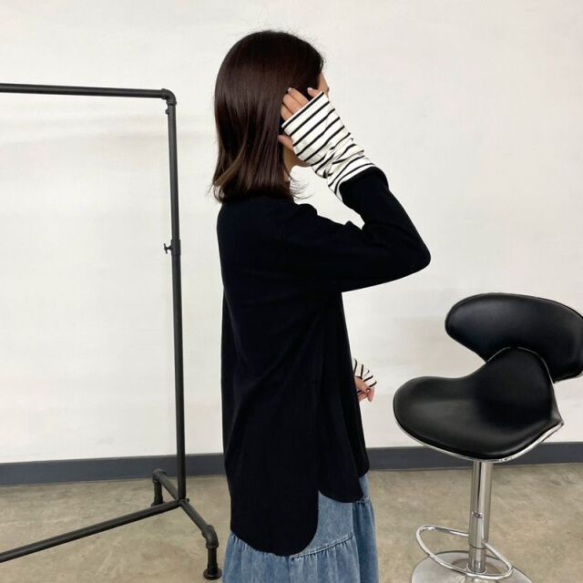 指ぬき袖切替ロンT