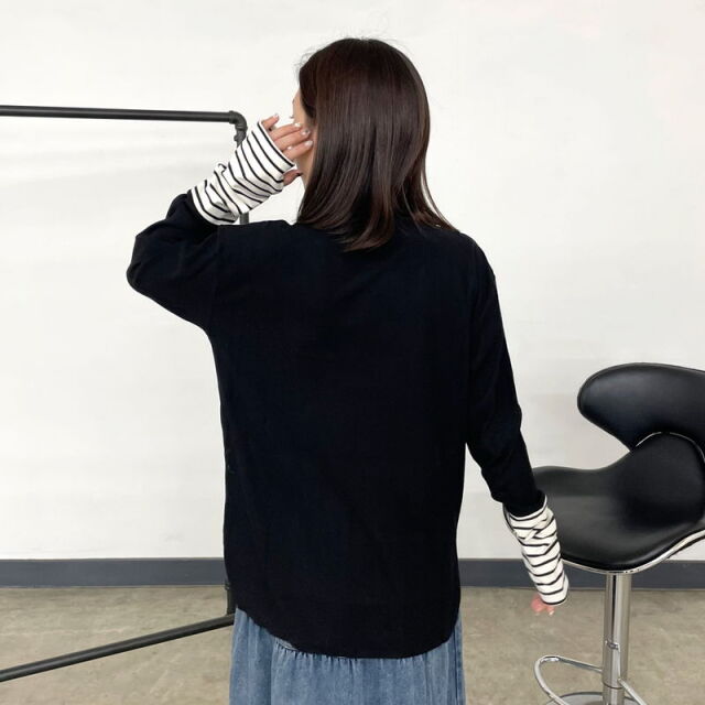 指ぬき袖切替ロンT