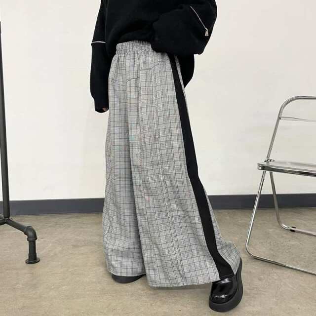 サイド切替チェックパンツ