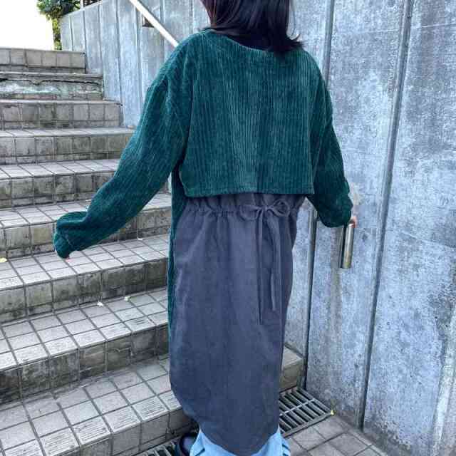 コーデュロイ切替ワンピース