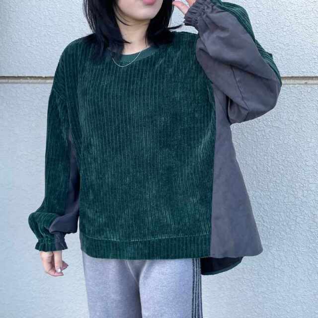 コーデュロイ切替プルオーバー