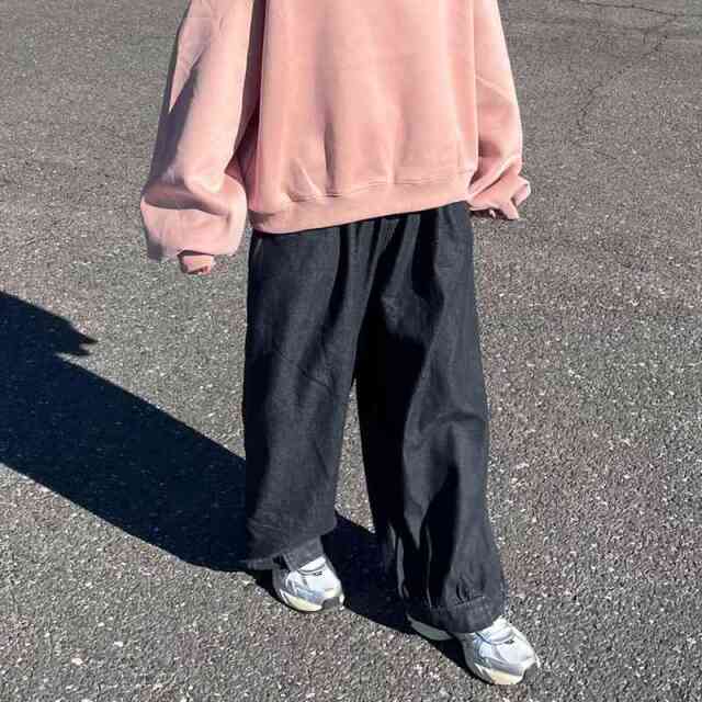 デニム裾ドロストイージーパンツ
