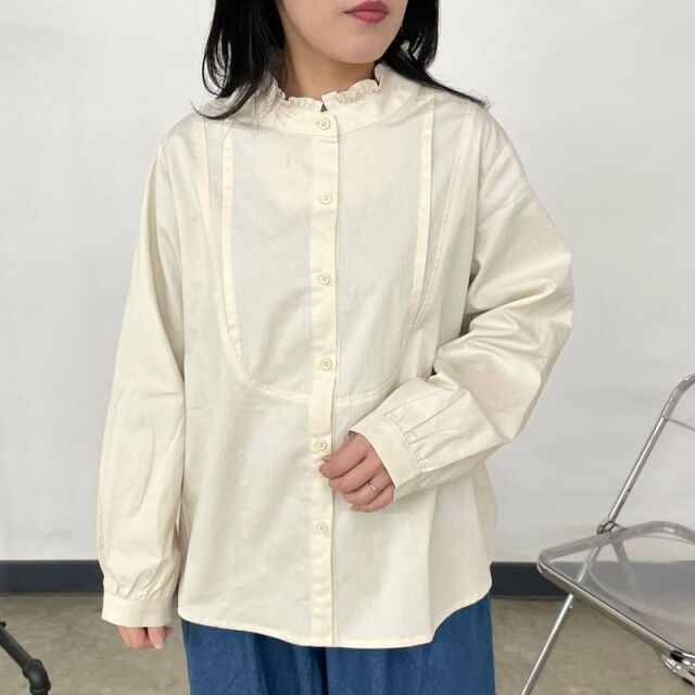 襟フリルシャツ
