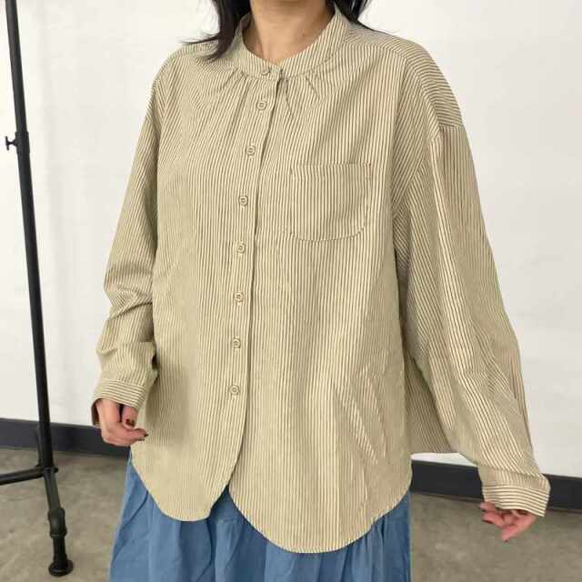 ストライプバンドカラーシャツ