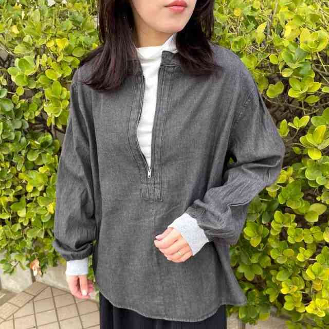 デニムハーフZIPプルオーバー