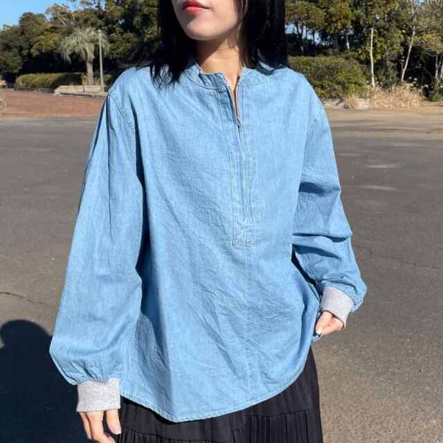 デニムハーフZIPプルオーバー