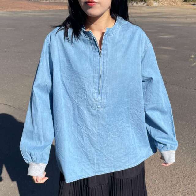 デニムハーフZIPプルオーバー