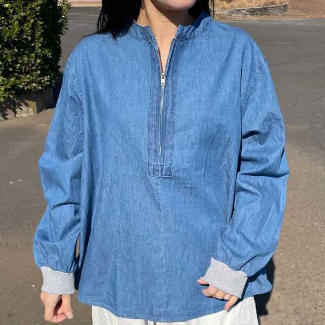 デニムハーフZIPプルオーバー