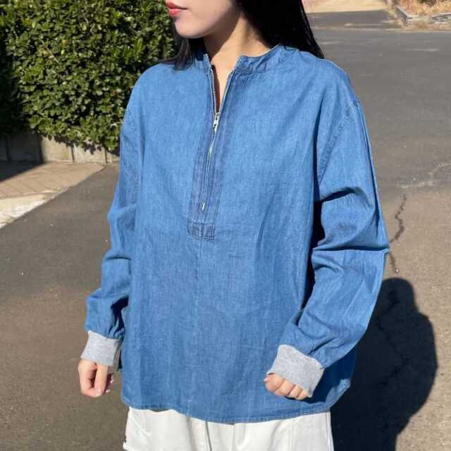 デニムハーフZIPプルオーバー