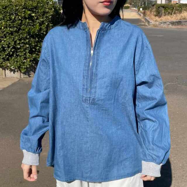 デニムハーフZIPプルオーバー