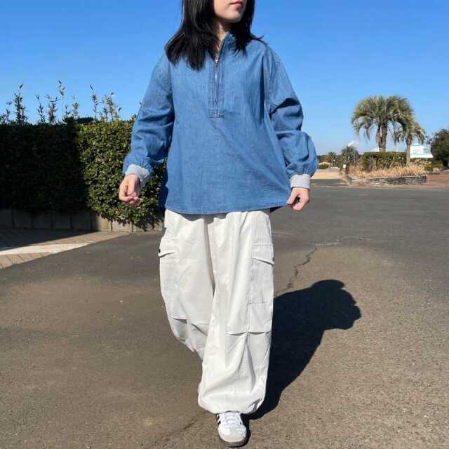デニムハーフZIPプルオーバー