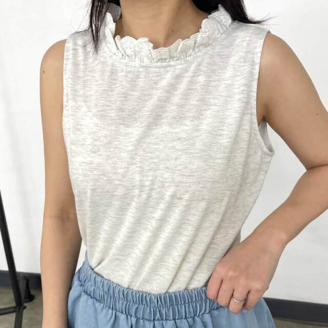 襟レースタンクトップ