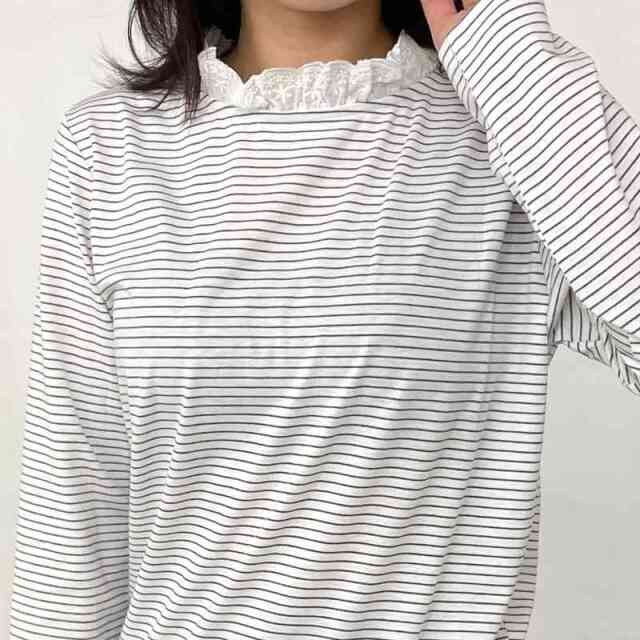 襟スカラップレースロンT