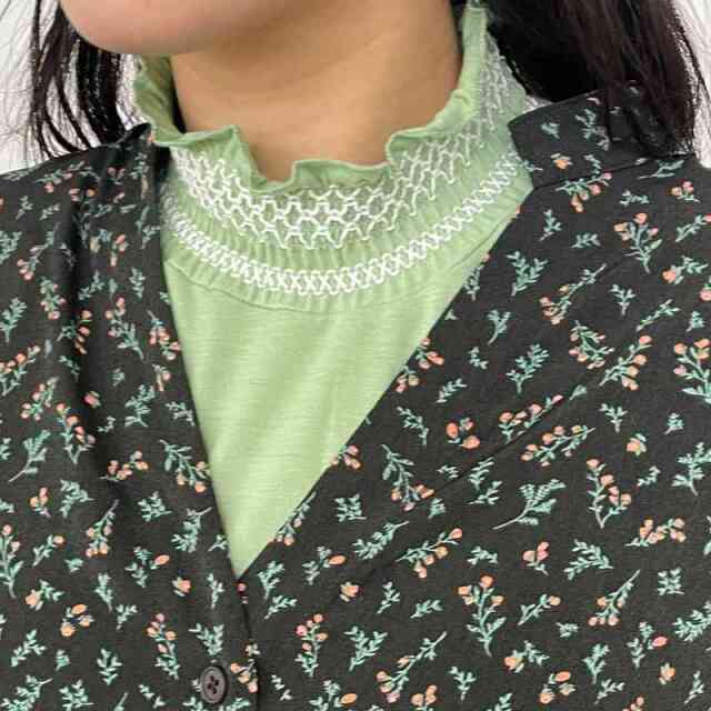 襟袖スモッキングロンT