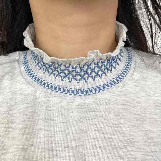 襟袖スモッキングロンT