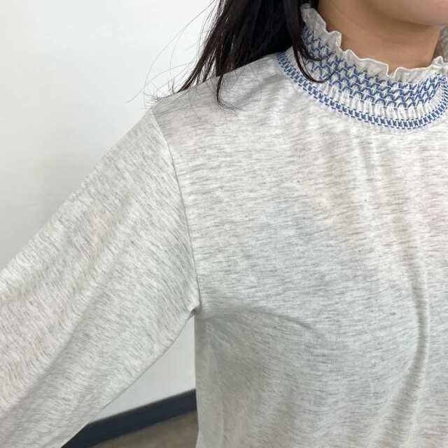 襟袖スモッキングロンT