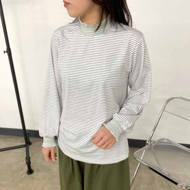 襟袖スモッキングロンT
