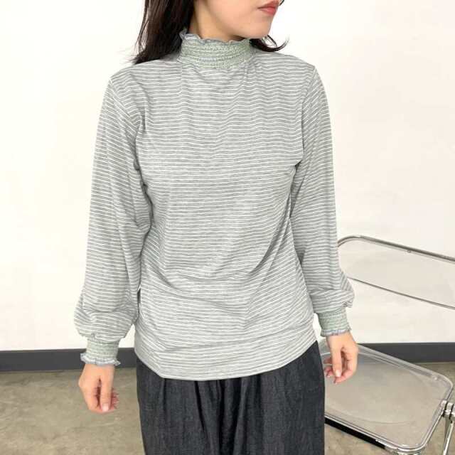 襟袖スモッキングロンT