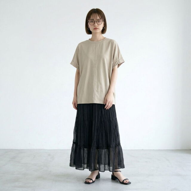 袖タックプルオーバー