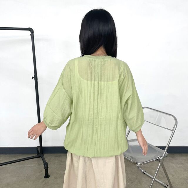 シアー袖切替ロゴプルオーバー
