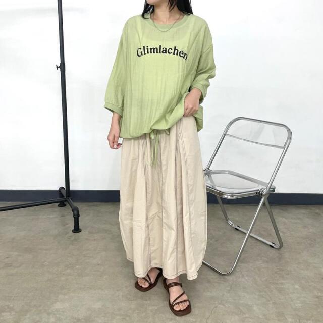 シアー袖切替ロゴプルオーバー