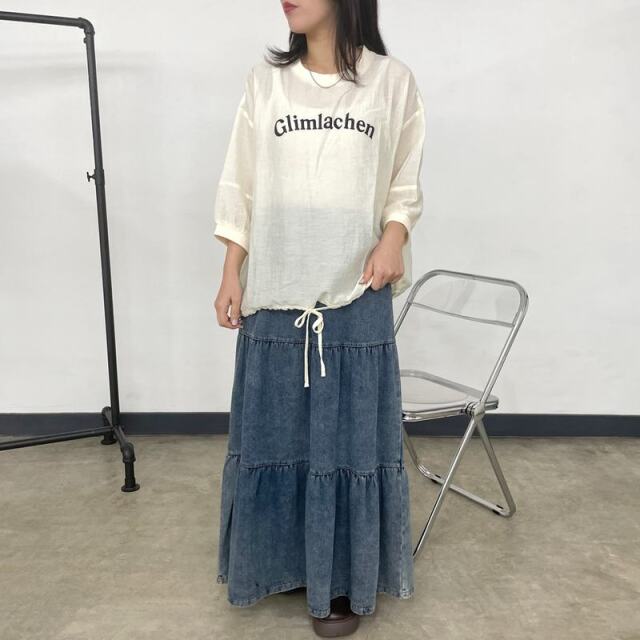 シアー袖切替ロゴプルオーバー