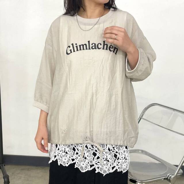 シアー袖切替ロゴプルオーバー