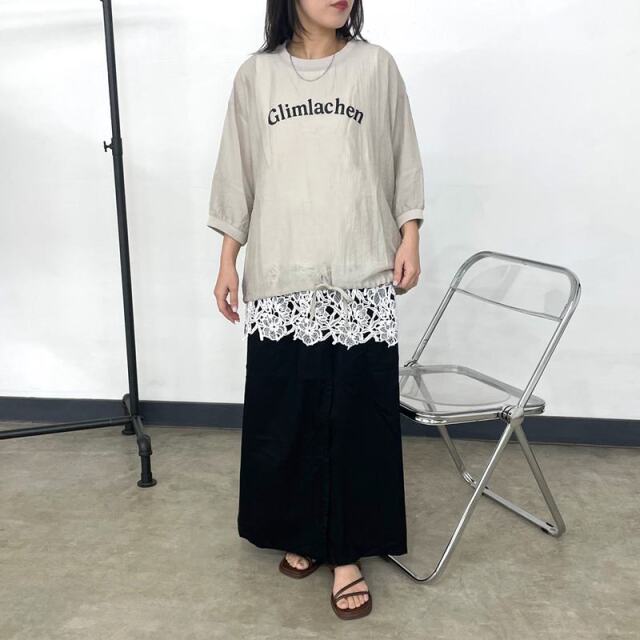 シアー袖切替ロゴプルオーバー
