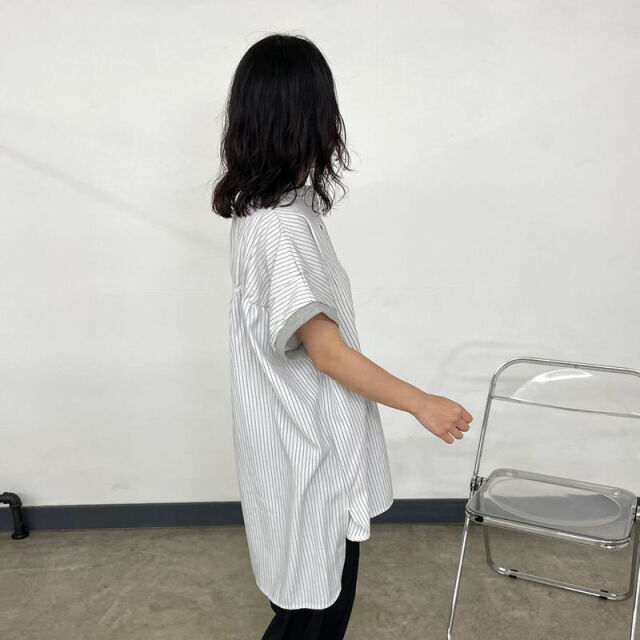 袖リブストライプカフタンチュニック